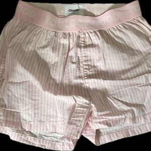 NWT Glossier Boxer Pink white striped Shorts Las Vegas Exclusive size XS